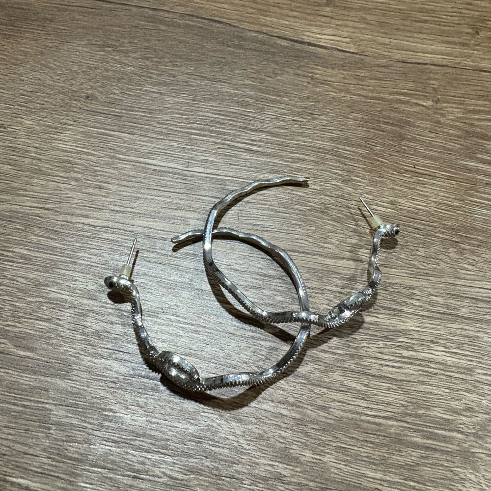 Silver Twisted Hoop Earrings